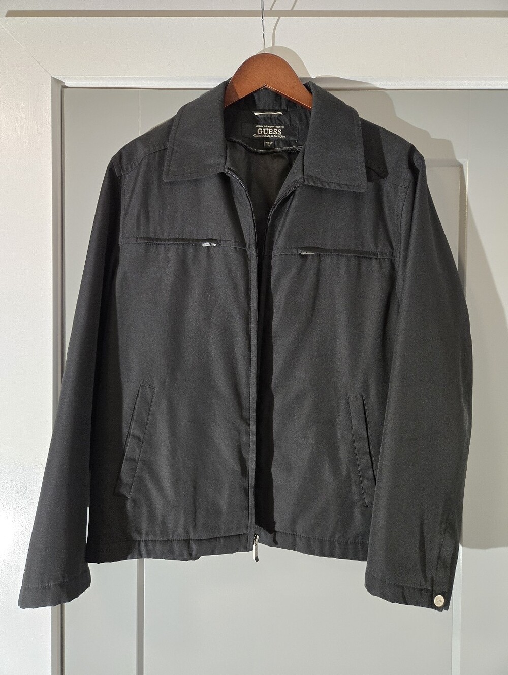 GUESS Men's Black Lightweight Zip Jacket